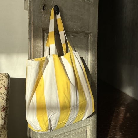 Cabas LIMONADE blanc & citron 43 x 42 x 15 cm