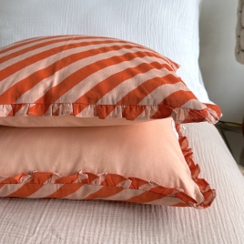 Ruffled cushion LEMONADE pink & coral 40 x 40 cm