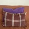 Coussin Kantha Tartan chocolat 40x60