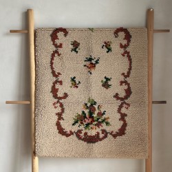 Tapis de laine point noué beige Fleurs