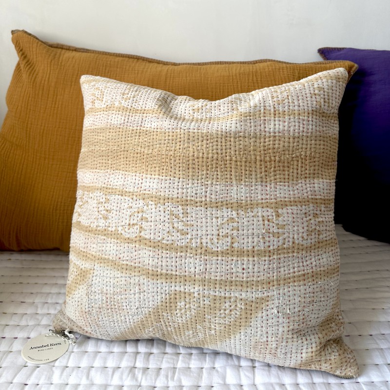 Coussin Kantha Indie White off 40x40