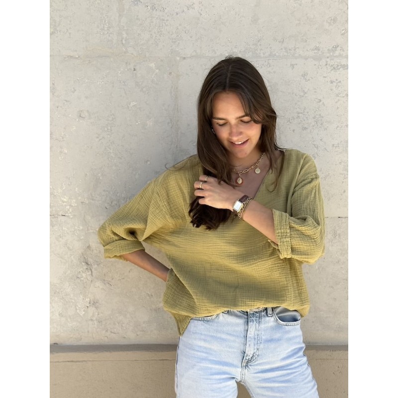 Blouse col V Nomade Antic gold