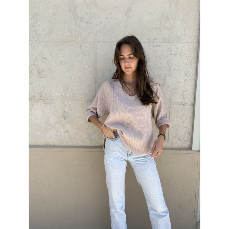 Blouse col V Nomade Blush