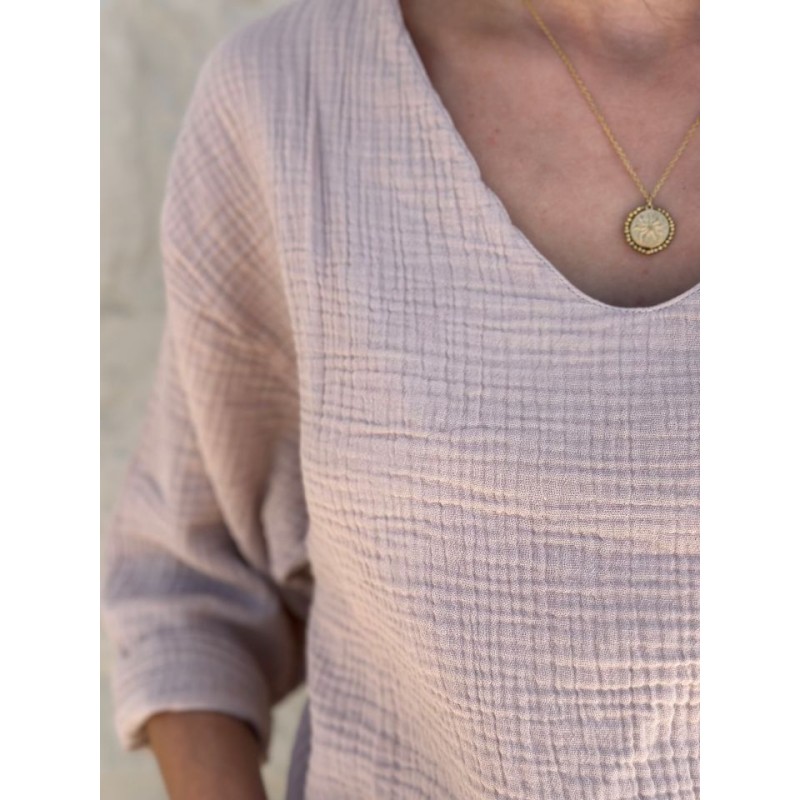 Blouse col V Nomade Blush