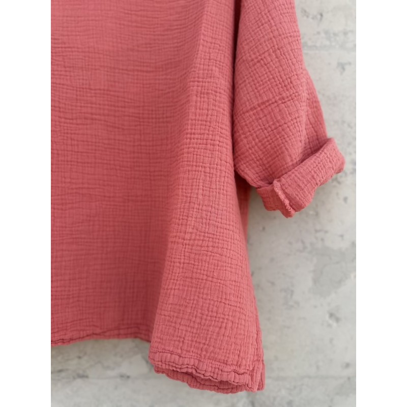 Blouse col V Nomade Rose flashy