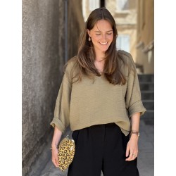 Blouse col V Nomade bronze