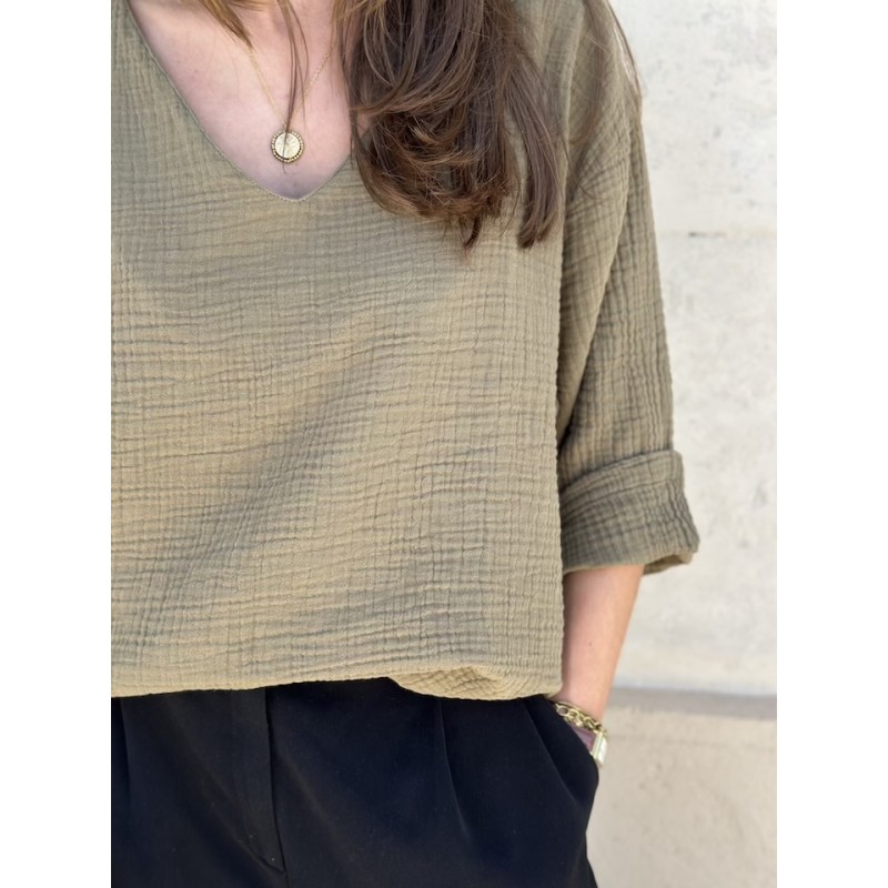 Blouse col V Nomade bronze