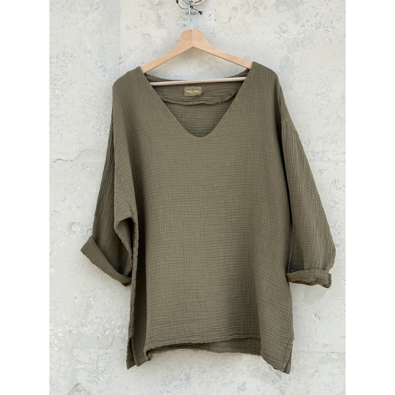 Blouse col V Nomade bronze