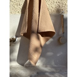 Essuie main nid d'abeille 45x45 Rose des sables