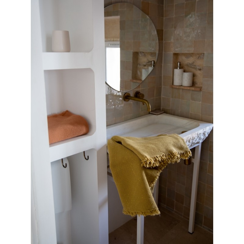 Drap de bain nid d'abeille 100x140 Antic gold