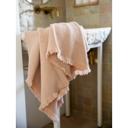 Drap de bain nid d'abeille 100x140 Blush