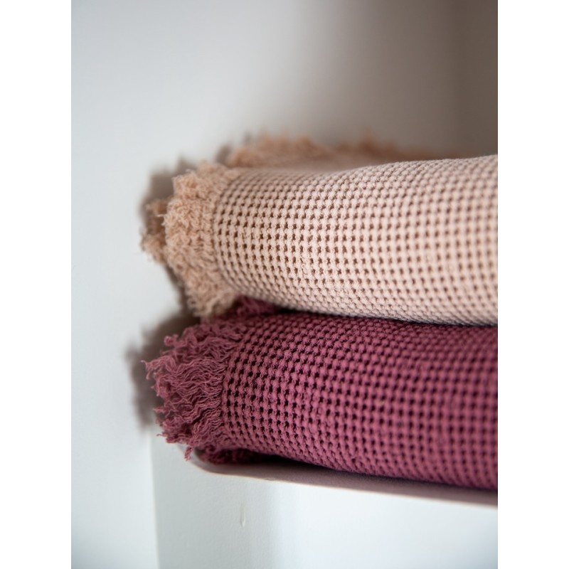 Drap de bain nid d'abeille 100x140 Blush