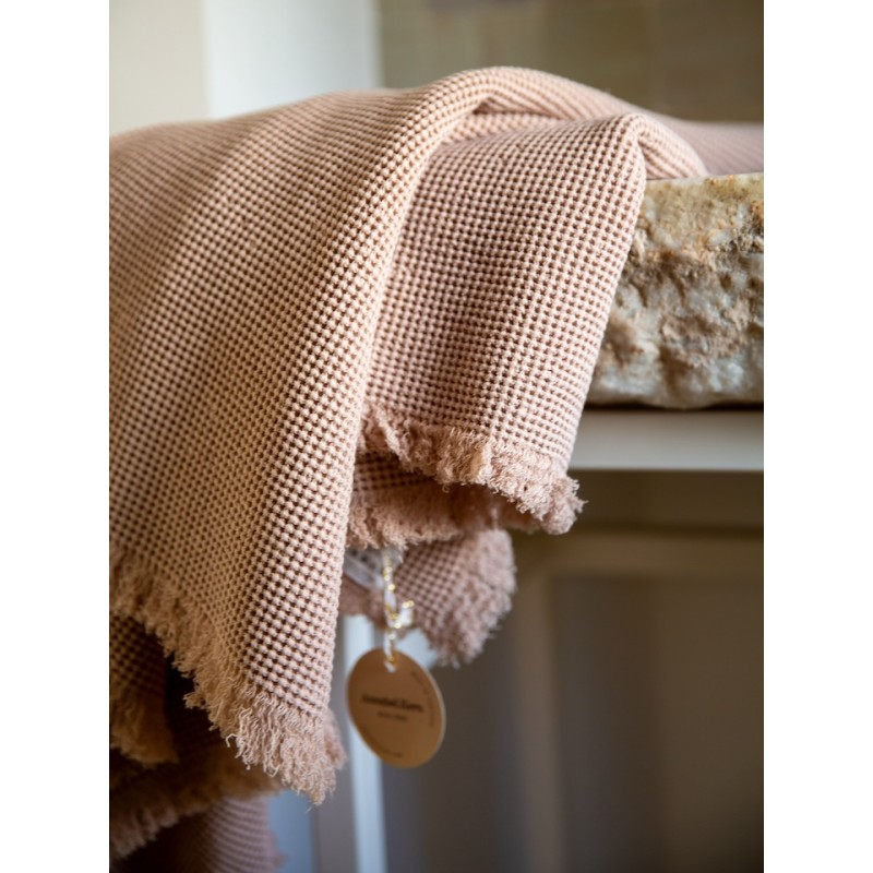 Drap de bain nid d'abeille 100x140 Blush
