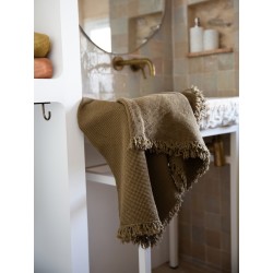 Drap de bain nid d'abeille 100x140 Kaki bronze