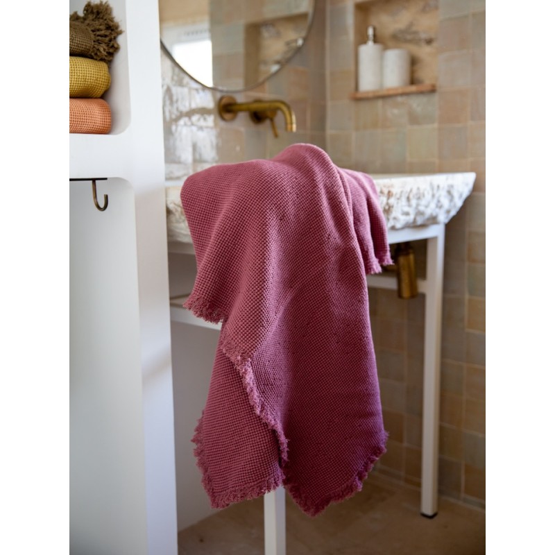 Drap de bain nid d'abeille 100x140 Lilas