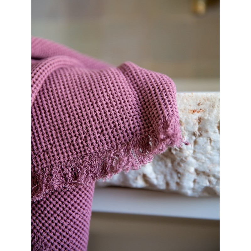 Drap de bain nid d'abeille 100x140 Lilas