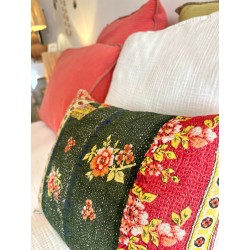 Coussin Kantha Fleur de Rose 30 x 40