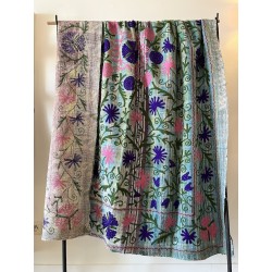 Couverture Kantha Rose bleu...