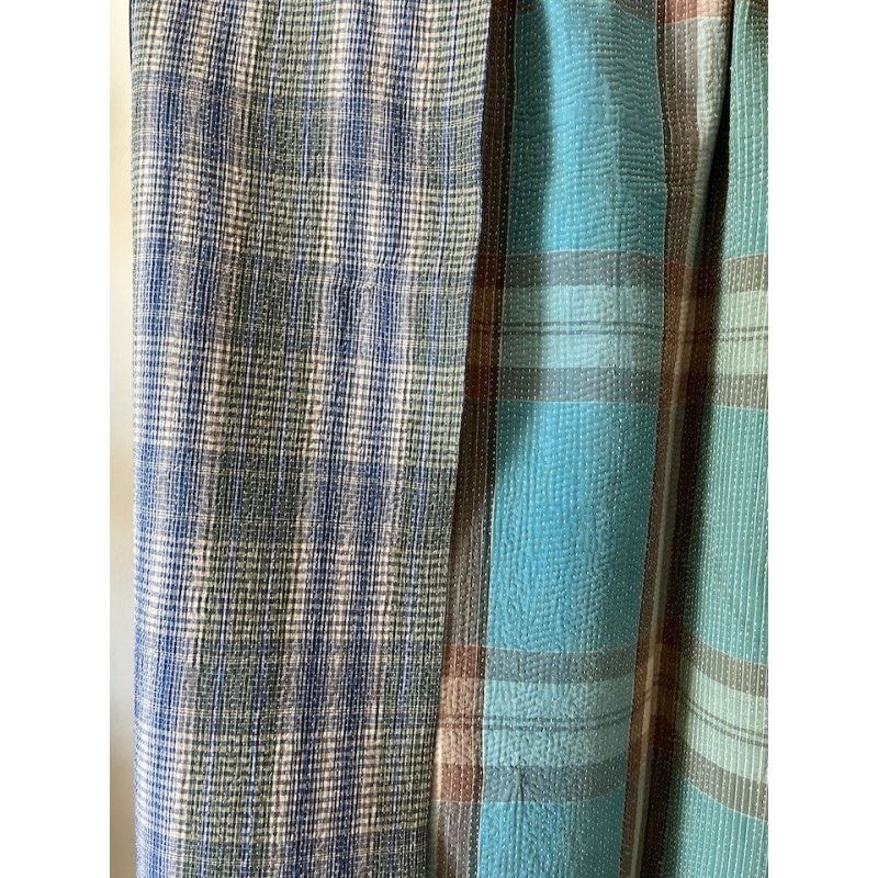 Couverture Kantha Lungi bleu