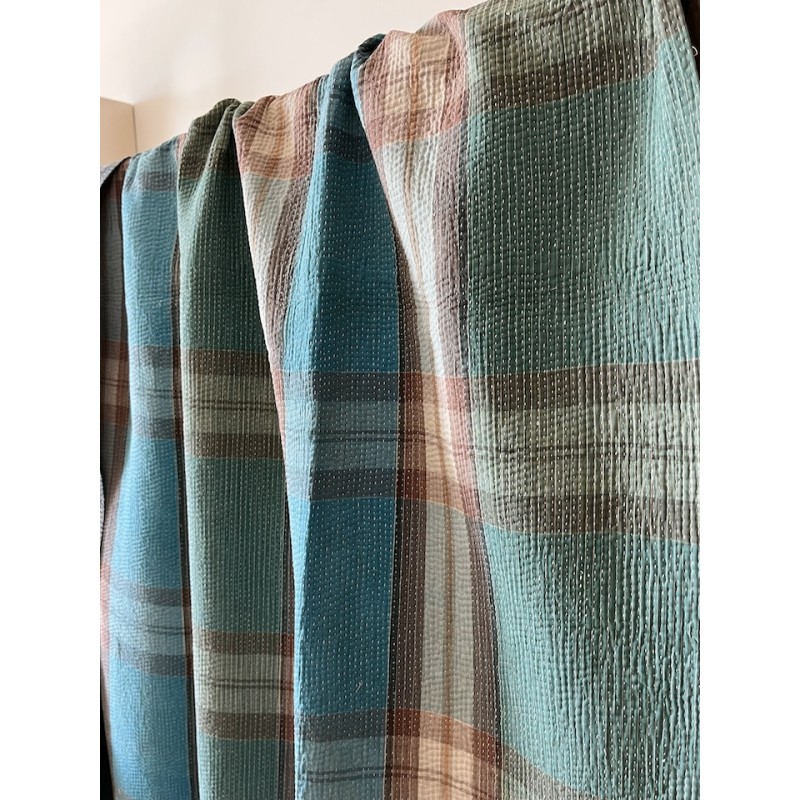 Couverture Kantha Lungi bleu