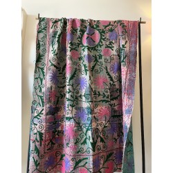 Couverture Kantha Vert Emeraude