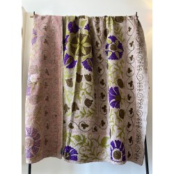 Couverture Kantha Rose pistache violet