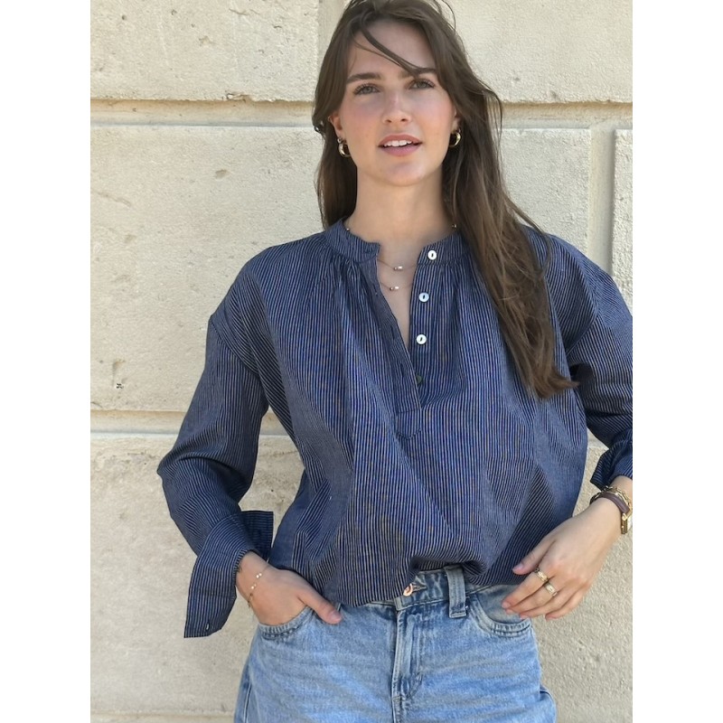 Blouse Marine en khadi de coton