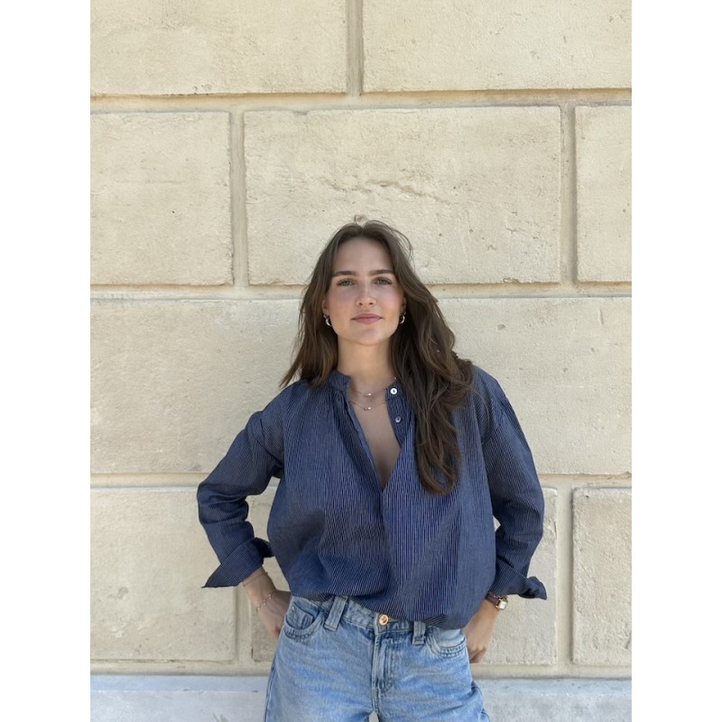 Blouse Marine en khadi de coton