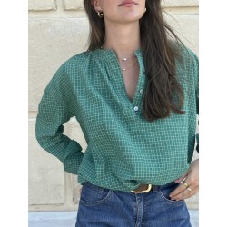 Blouse Vert Khadi de coton