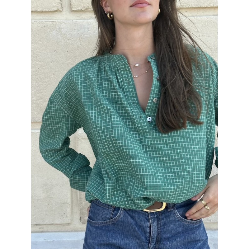 Blouse Vert Khadi de coton