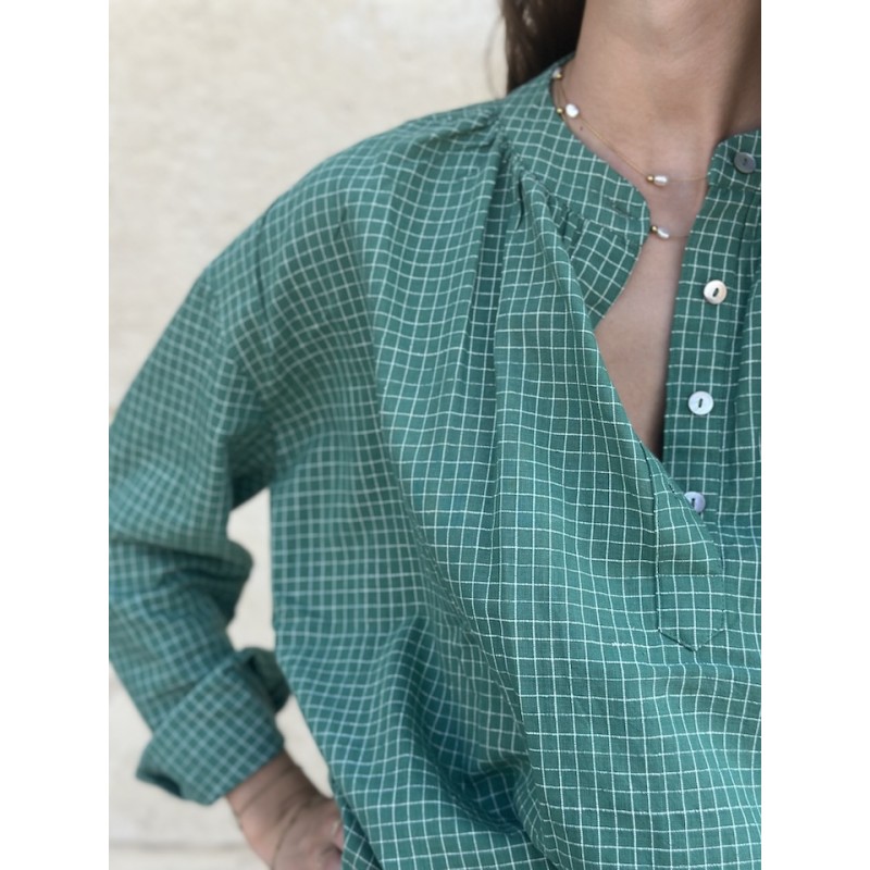 Blouse Vert Khadi de coton