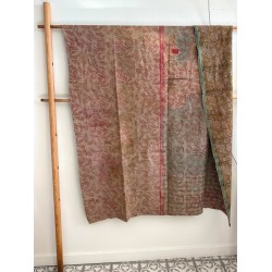 Couverture Kantha n°2 Fleurs jaune