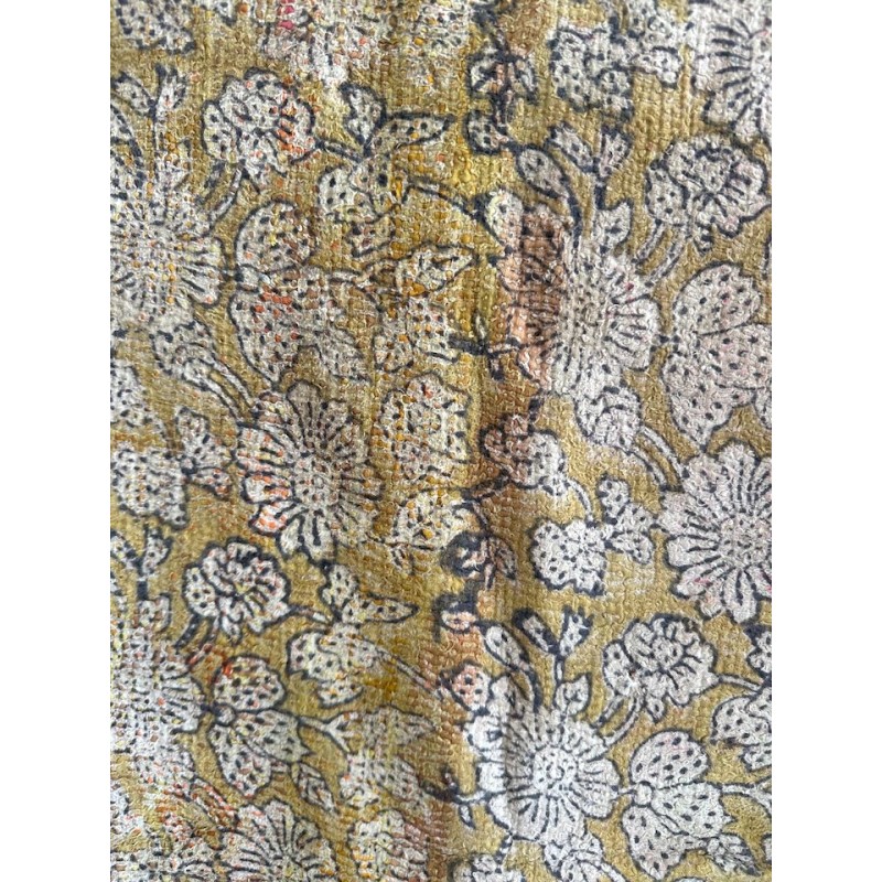 Couverture Kantha n°2 Fleurs jaune