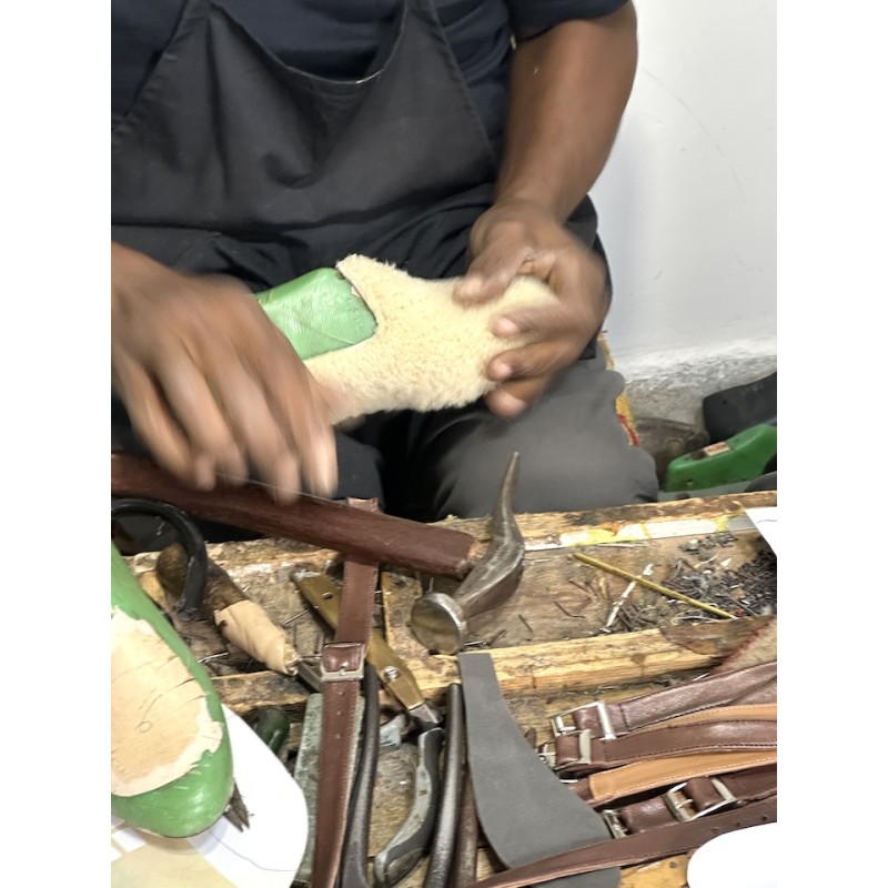 Babouche cuir et laine