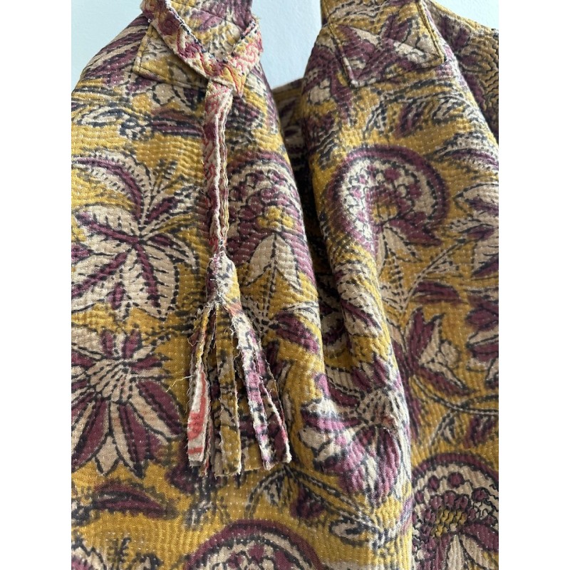 Cabas Kantha n°1 Fleurs jaune