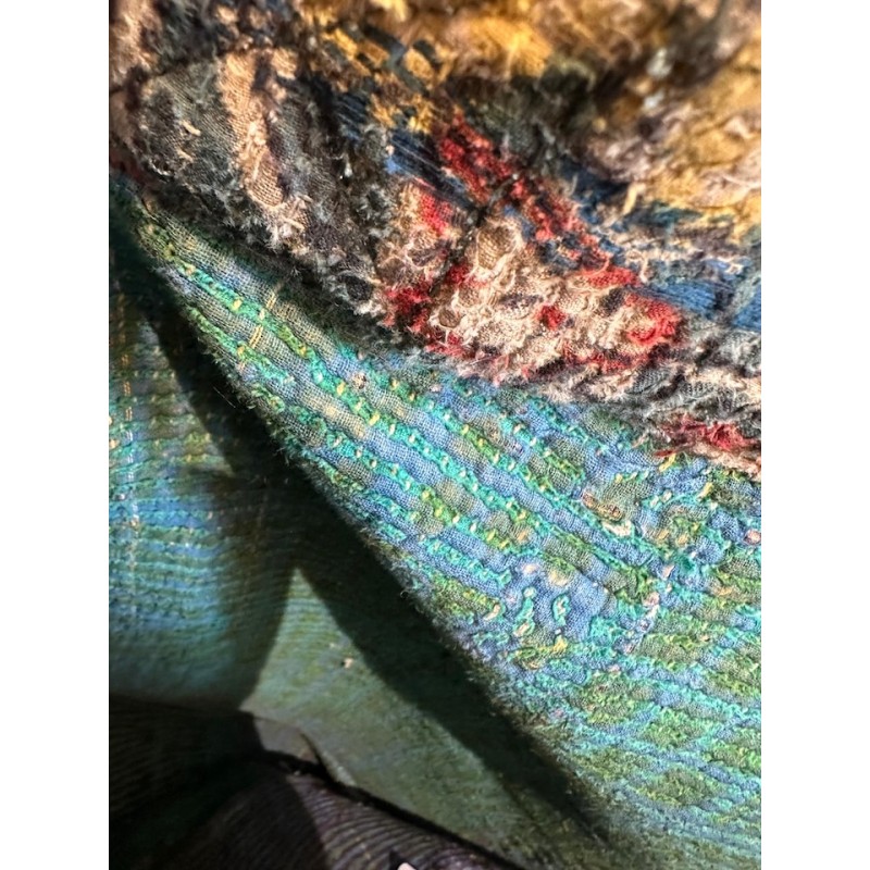 Cabas Kantha Fleurs vert fôret