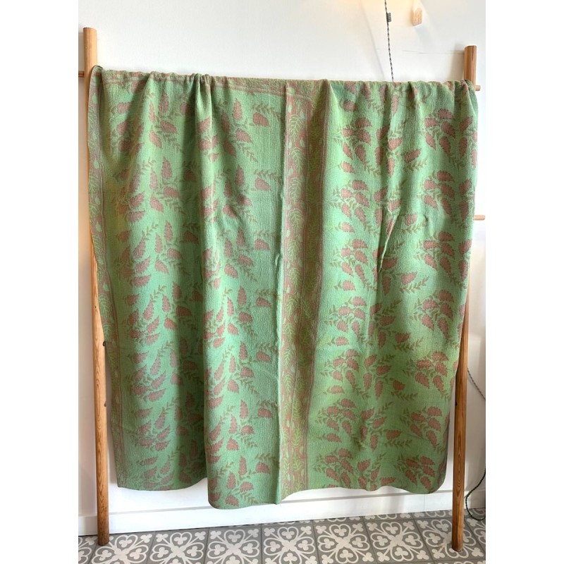 Couverture Kantha menthe