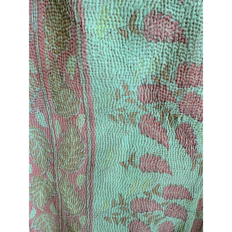 Couverture Kantha menthe