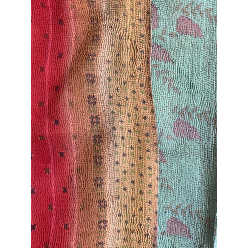 Couverture Kantha menthe