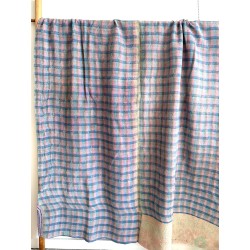 Couverture Kantha losanges violet et carreaux multicolores