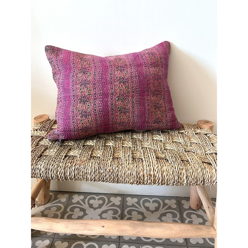 Coussin Kantha Fuchsia petit modèle