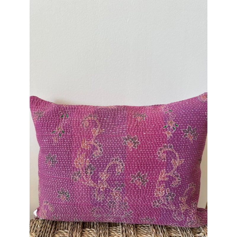Coussin Kantha Fuchsia petit modèle