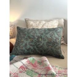 Coussin Kantha Vert motif...
