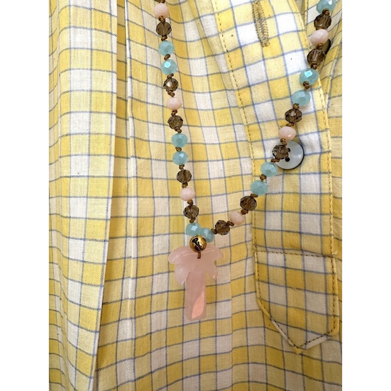 Blouse à carreaux jaune et blanc voile de coton