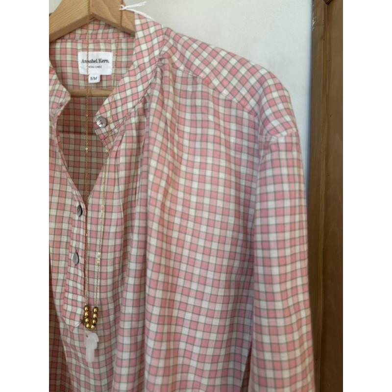 Blouse à carreaux Rose et Blanc voile de coton