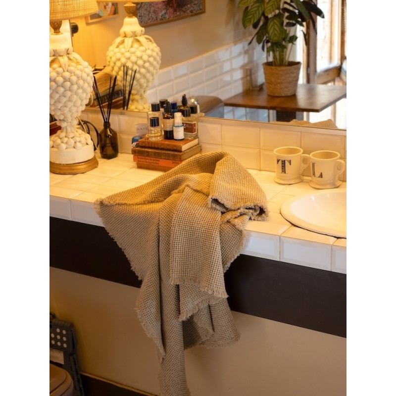 Drap de bain nid d'abeille 100x140 Houblon