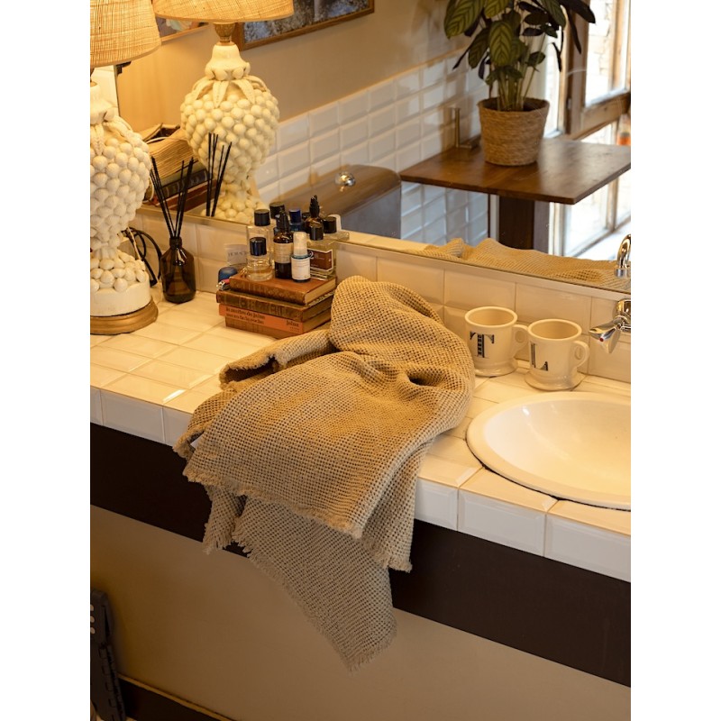 Drap de bain nid d'abeille 100x140 Houblon
