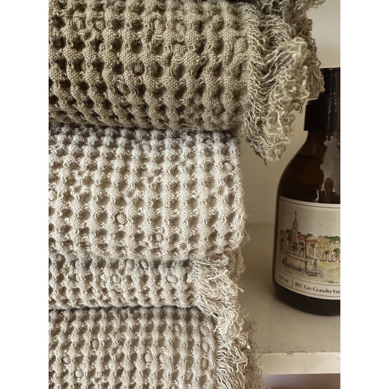 Drap de bain nid d'abeille 100x140 Houblon