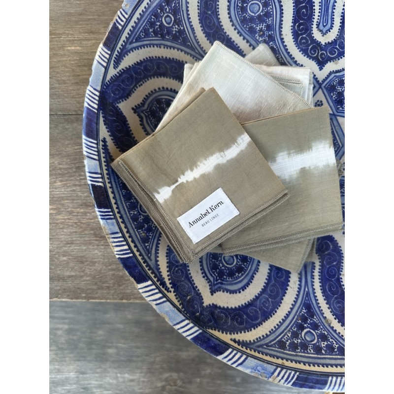 Set de 4 serviettes Tie & Dye Mallorca Kaki