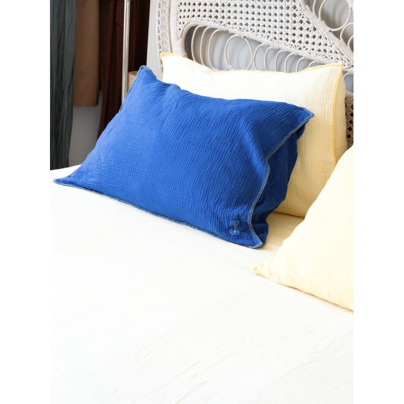 Taie d'oreiller Craie Bleu outremer